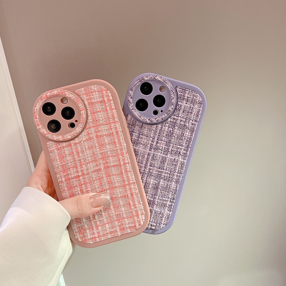 Soft Case Pelindung Penuh Desain Tweed Musim Dingin Untuk Iphone 11 12 13 14 PLUS PRO MAX