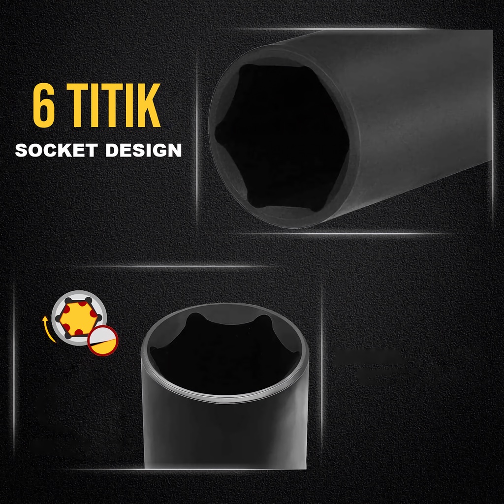 Impact Socket Set 10Pcs 1/2 Inch 8-24MM Panjang Mencapai Extension Impact Socket Soket Nut Perbaikan Alat