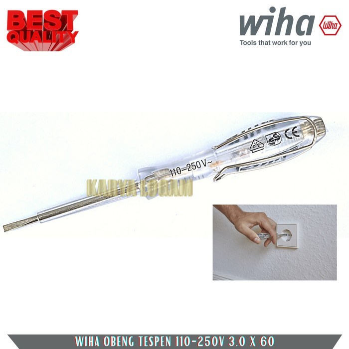 Obeng Tespen AC Single Pole Soft Finish 110-250 Volt 3.0 X 60 WIHA