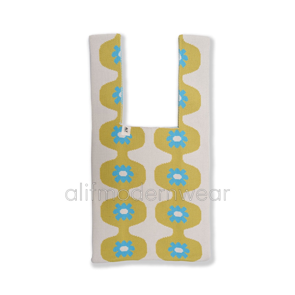 ALIF TAS BELANJA RAJUT POPPIN KNIT GROCERY BAG - BELMONT MOSS ( KB-016 )