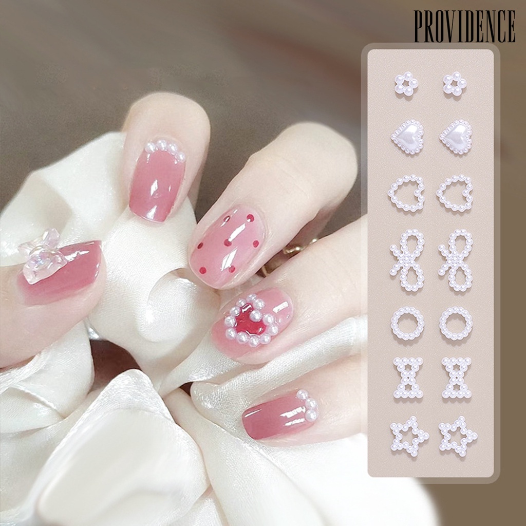Providence 50Pcs / Set Berlian Imitasi Bentuk Hati / Bunga / Geometri 3D Untuk Dekorasi Nail Art