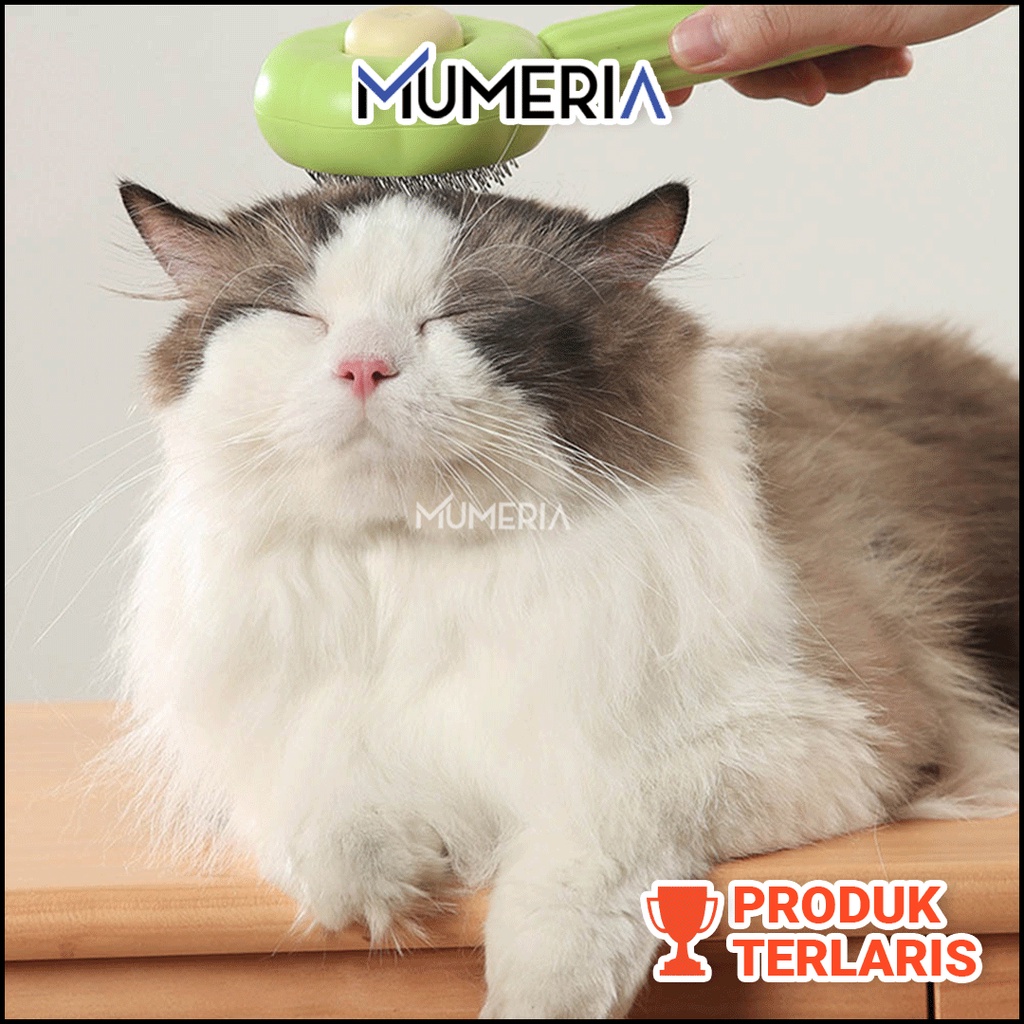 Pet Grooming Brush Sisir Sikat Bulu Rambut Kucing Anjing Hewan Peliharaan Model Bunga Tombol Pembersih Self Qucik Cleaning Press Button Praktis Murah Bagus