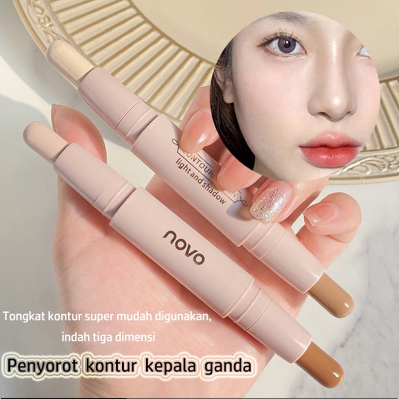 NOVO 2-IN-1 Highlight Contour Stick Shading Contour Mencerahkan Wajah