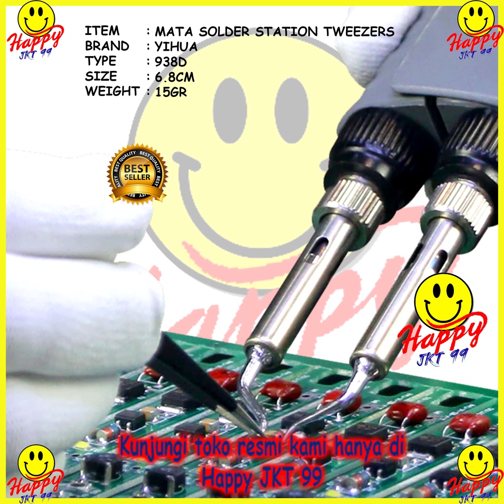 MATA SOLDER STATION TWEZZER YIHUA 938D 938 D 2PCS (1PASANG) SOLDERING TIP PORTABLE ORIGINAL