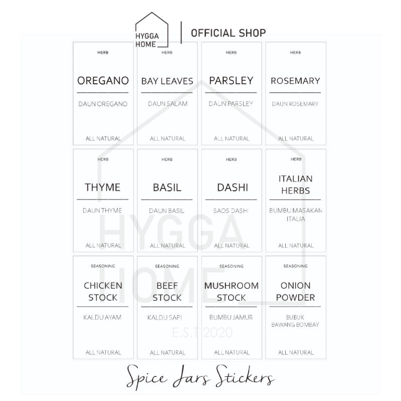 

Hygga Home Sticker Label Spice Jars/ Stiker Botol Bumbu Dapur Kaca Tempelan