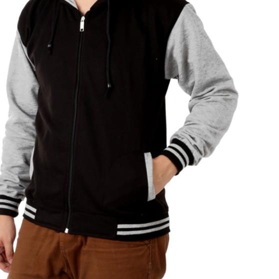 JAKET HOODIE ZIPPER RAGLAN VARSITY HOODIE RAGLAN JAKET RAGLAN POLOS - Hitam - Kuning, M