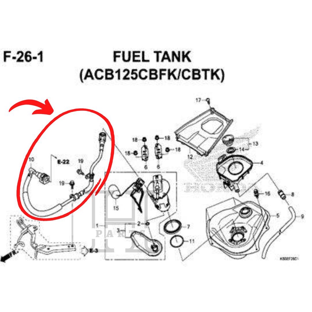 SELANG BENSIN HOSE COMP FUEL FEED VARIO 125 ESP K60R 17570-K60-B71 ASLI ORIGINAL AHM HGP HONDA