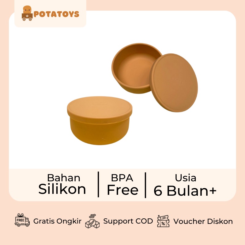 [ Potatoys ] Premium Silicone Bowl With Lid / Mangkuk Makan Bayi Silikon dengan Tutup