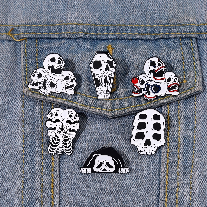 Bros Pin Desain Tengkorak Gaya Punk Untuk Aksesoris Pakaian