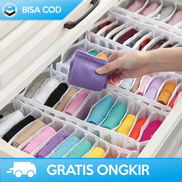 STORAGE PAKAIAN KOTAK PEMBATAS LEMARI CLOSET ORGANIZER JUNEJOUR 6 GRID