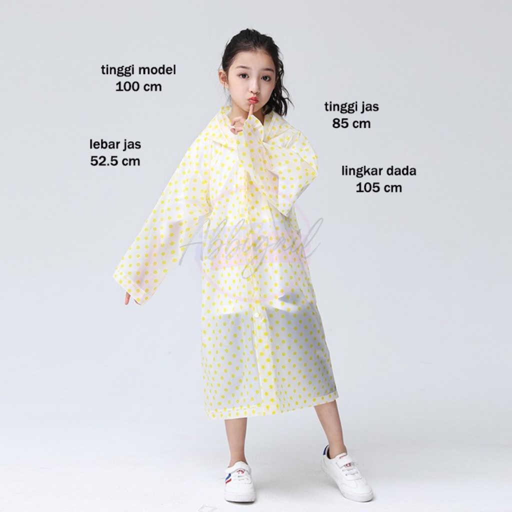 𝘈𝘉𝘎✰ JAS HUJAN ANAK MOTIF POLKADOT / JAS HUJAN TERUSAN EVA MOTIF POLKADOT ANTI AIR TEBAL ANAK SEMI TRANSPARANT O1034