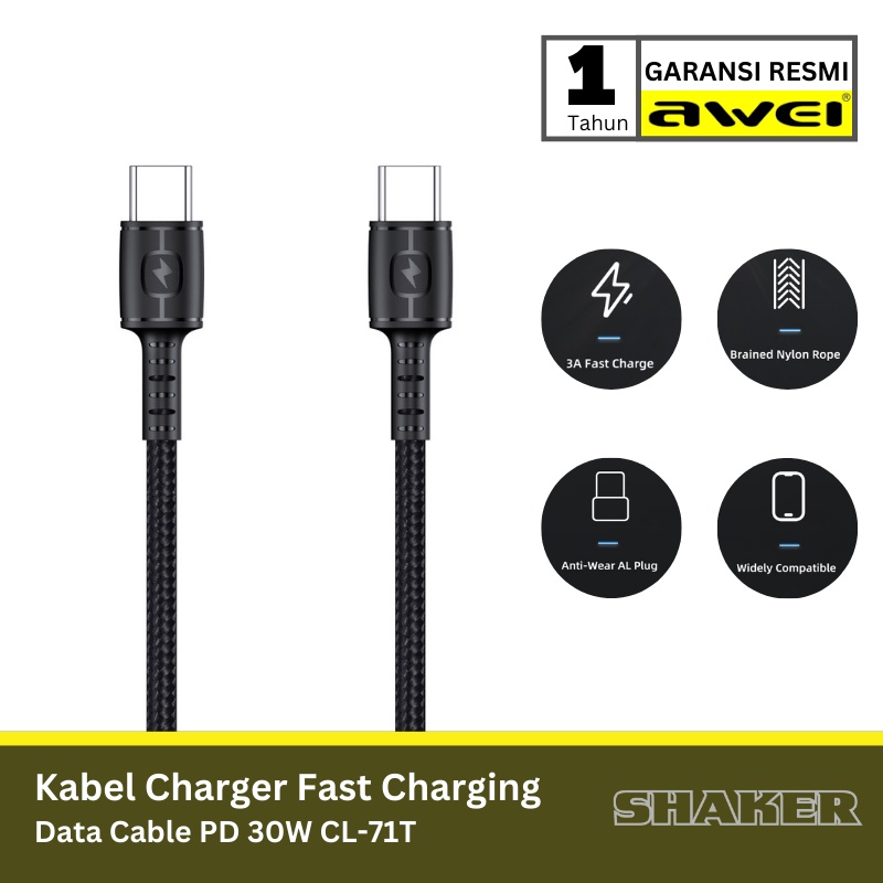 Kabel Charger AWEI PD 30W Fast Charging Data Cable CL-71T