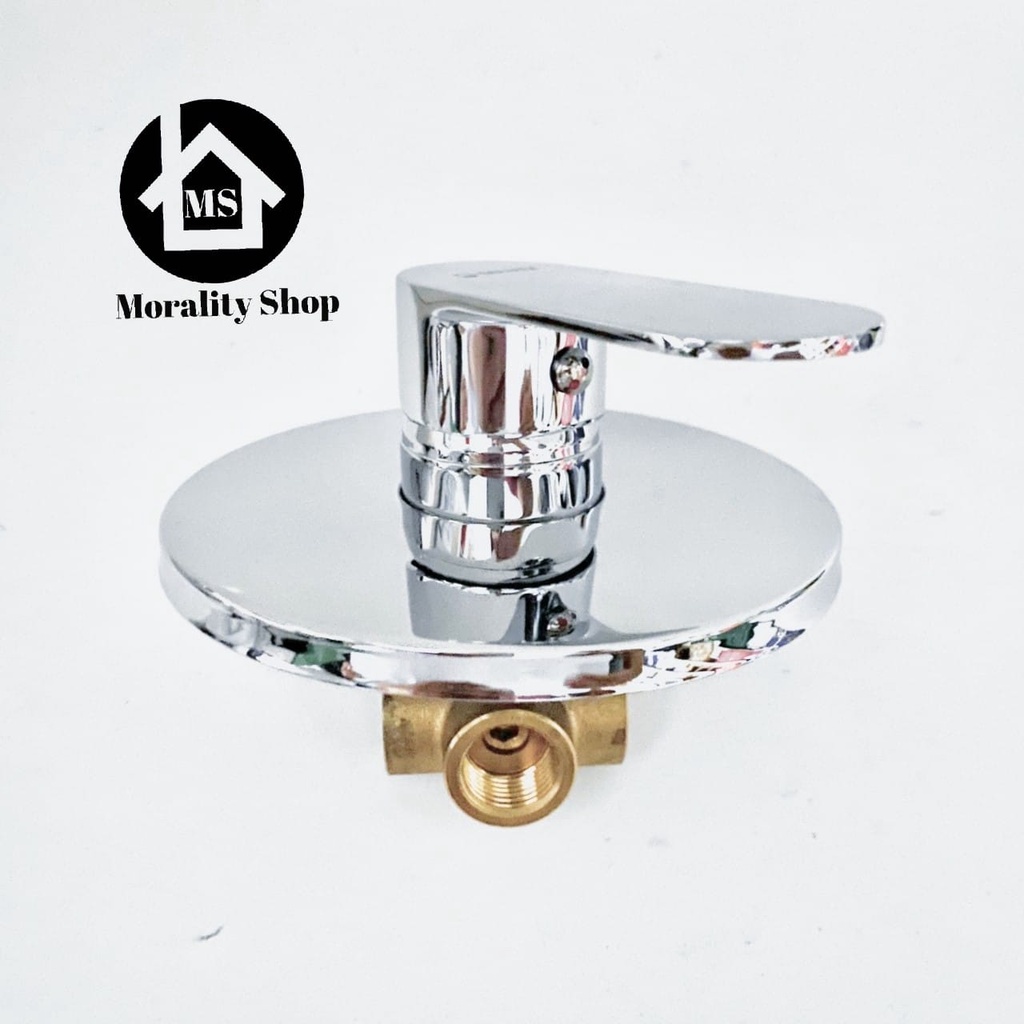 Stop Kran Shower Tanam Panas Dingin Bulat Crom 93S Stop Keran air Wall Shower Brass Valve Shower Mixer Chrome