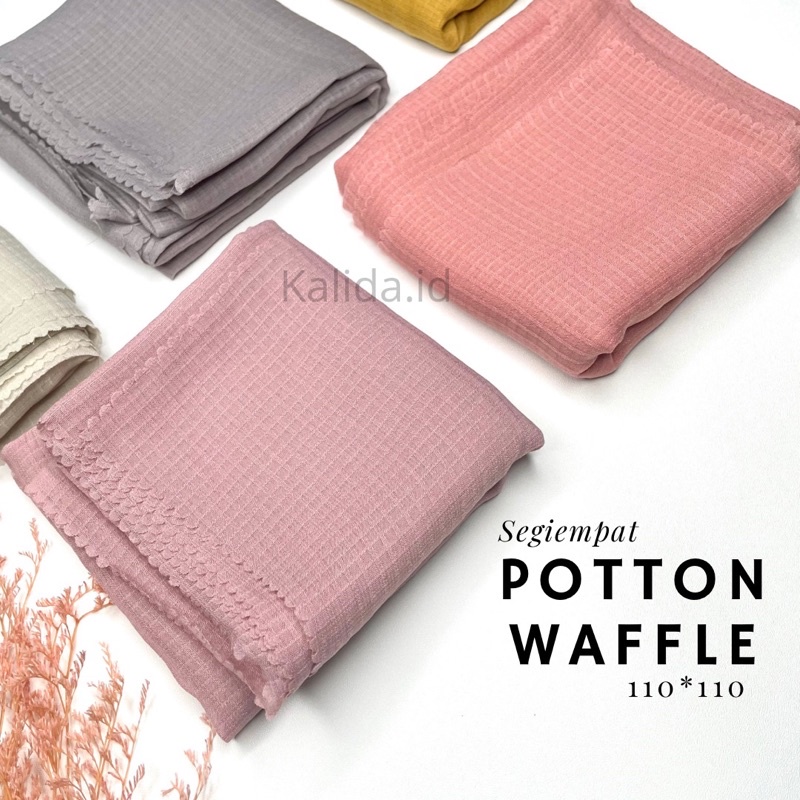 Hijab Segiempat Potton Waffle / Voal Waffle Lasercut Ultrafine 110x110cm