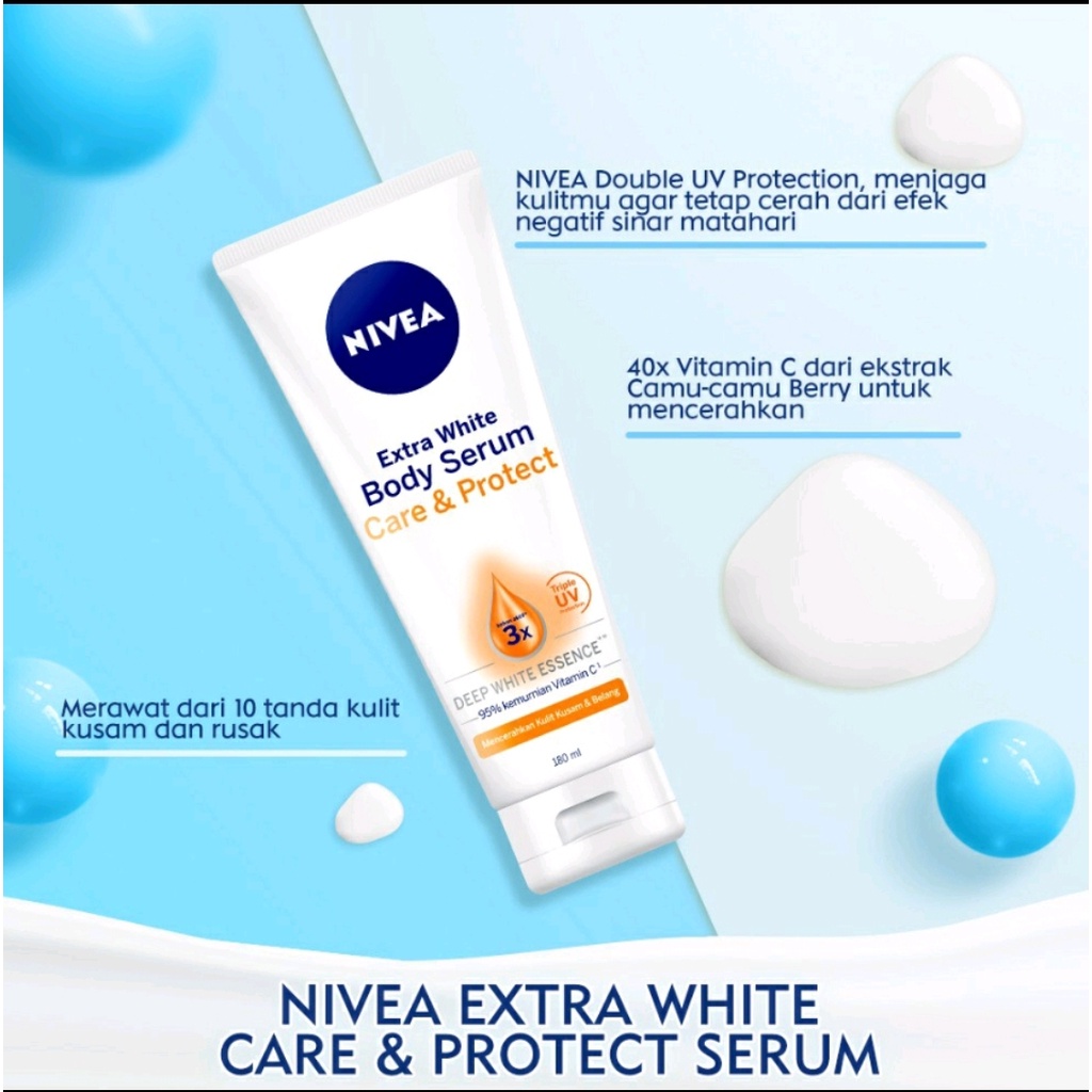 NIVEA Body Serum Extra White, Bright // Care &amp; Protect // Hijab Cooling // Super Vitamin 180ml