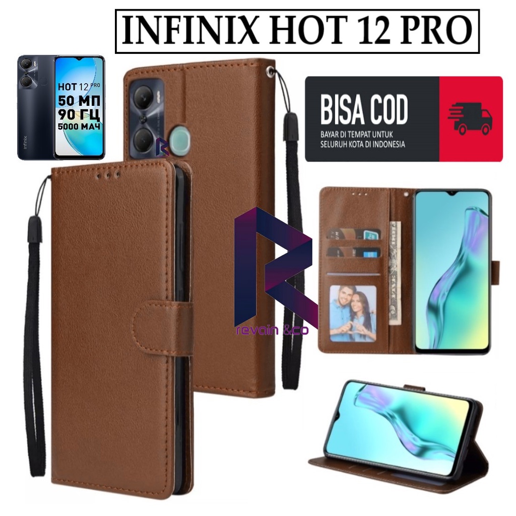 CASE INFINIX HOT 12 PRO FLIP WALLET LEATHER KULIT PREMIUM SARUNG BUKA TUTUP KESING HP FLIP CASE INFINIX HOT 12 PRO