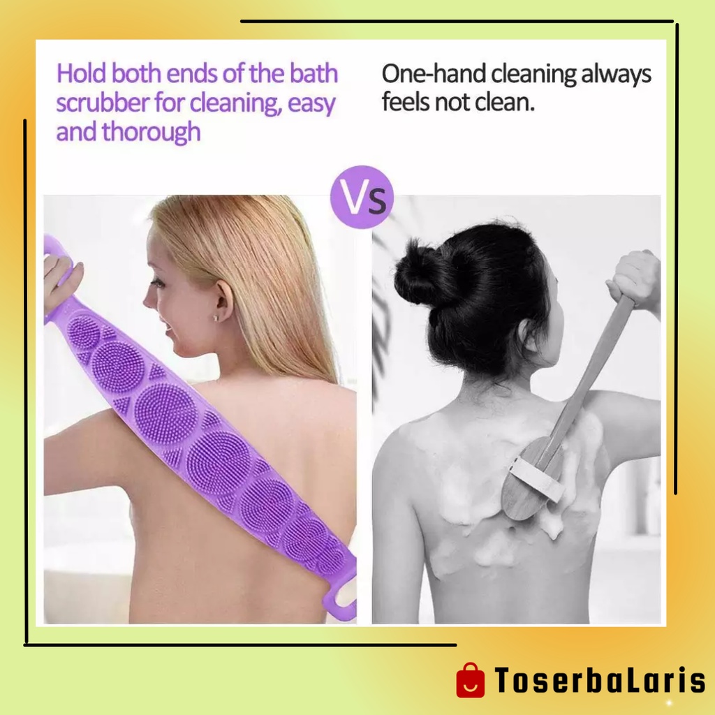 Spons Mandi Sikat Punggung Panjang Silikon Gosok Badan Bersih