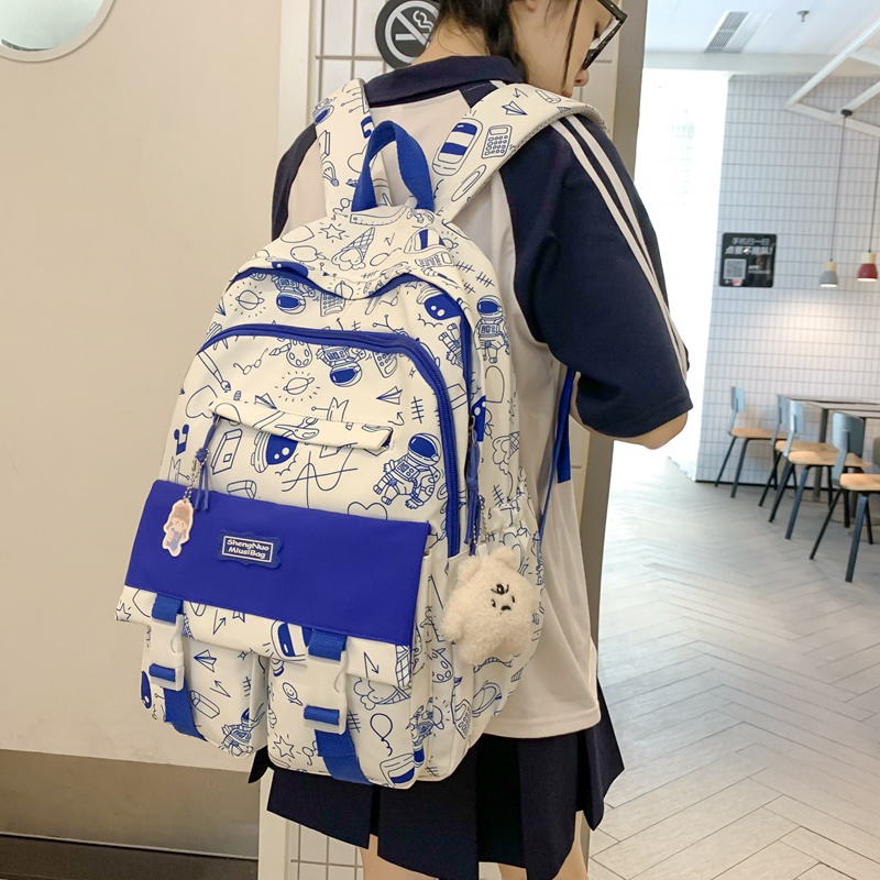 WYK141 Tas Ransel Wanita Gambar Picture Pattern Backpack School Impor TKM