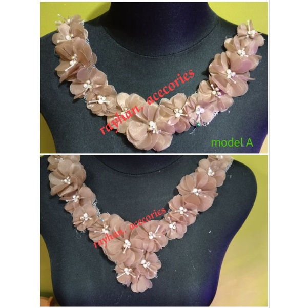 bunga organza leher/bunga leher 3d