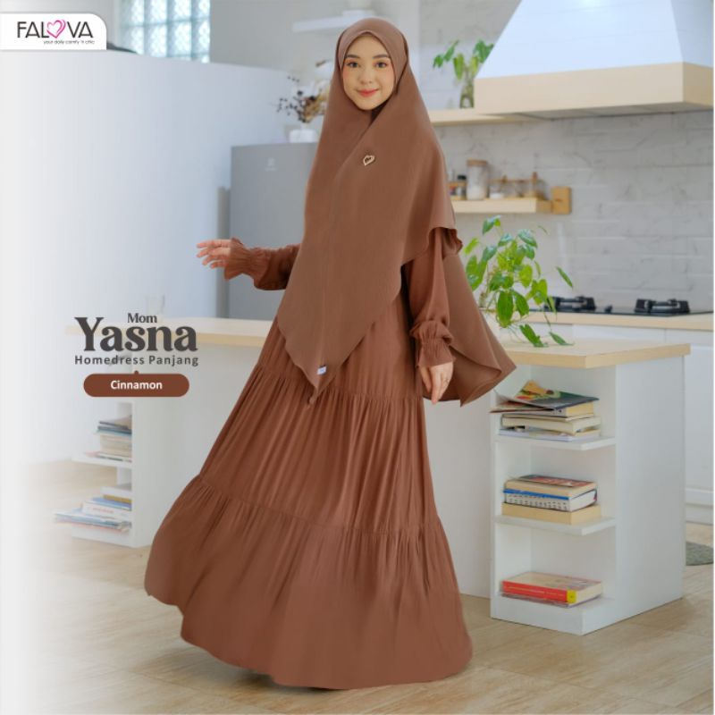YASNA, Baju Gamis Polos, Homedress Panjang DEWASA  dari Falova-Cinnamon