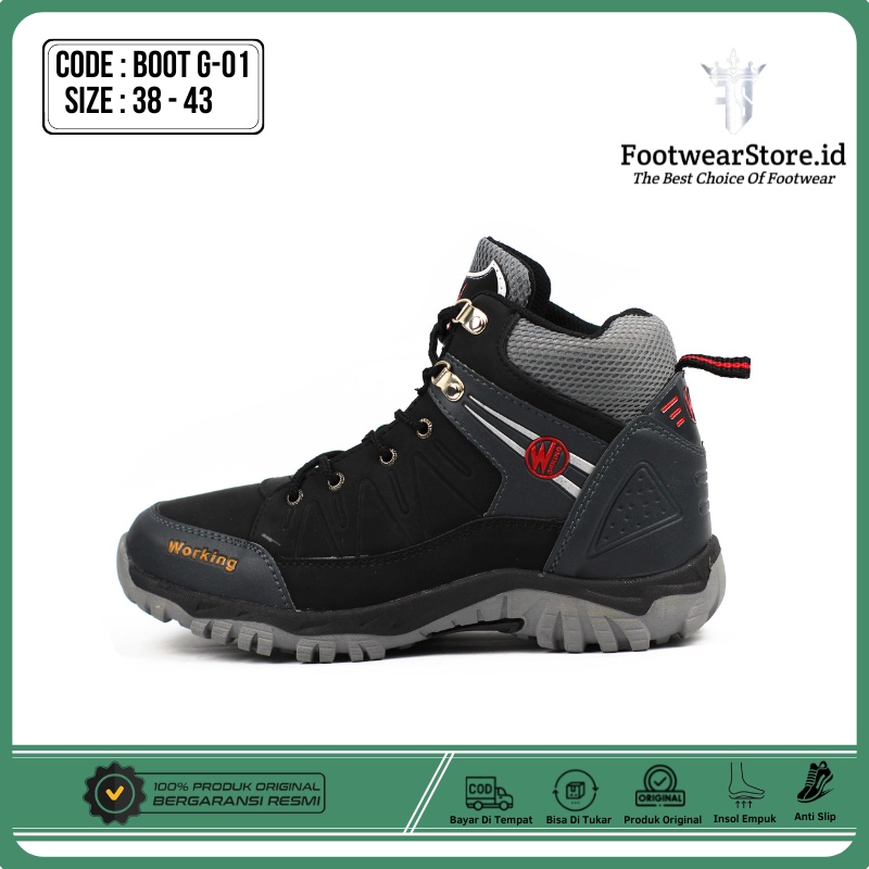 CUCI GUDANG Sepatu Boots Boot Hiking Pria Spatu Gunung Outdoor Original Import Kulit Asli Warna