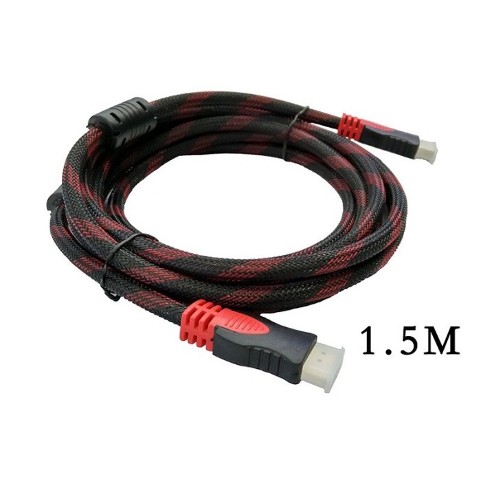 Kabel HDMi to HDMI 1.5 Meter Nylon High Speed HDTV Cable 1.5M Merah