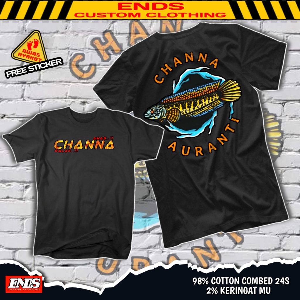 Kaos Channa Auranti Maculata Golden Cobra Baju Pecinta Ikan Hias Chana Keeper Aquascaper Indonesia M
