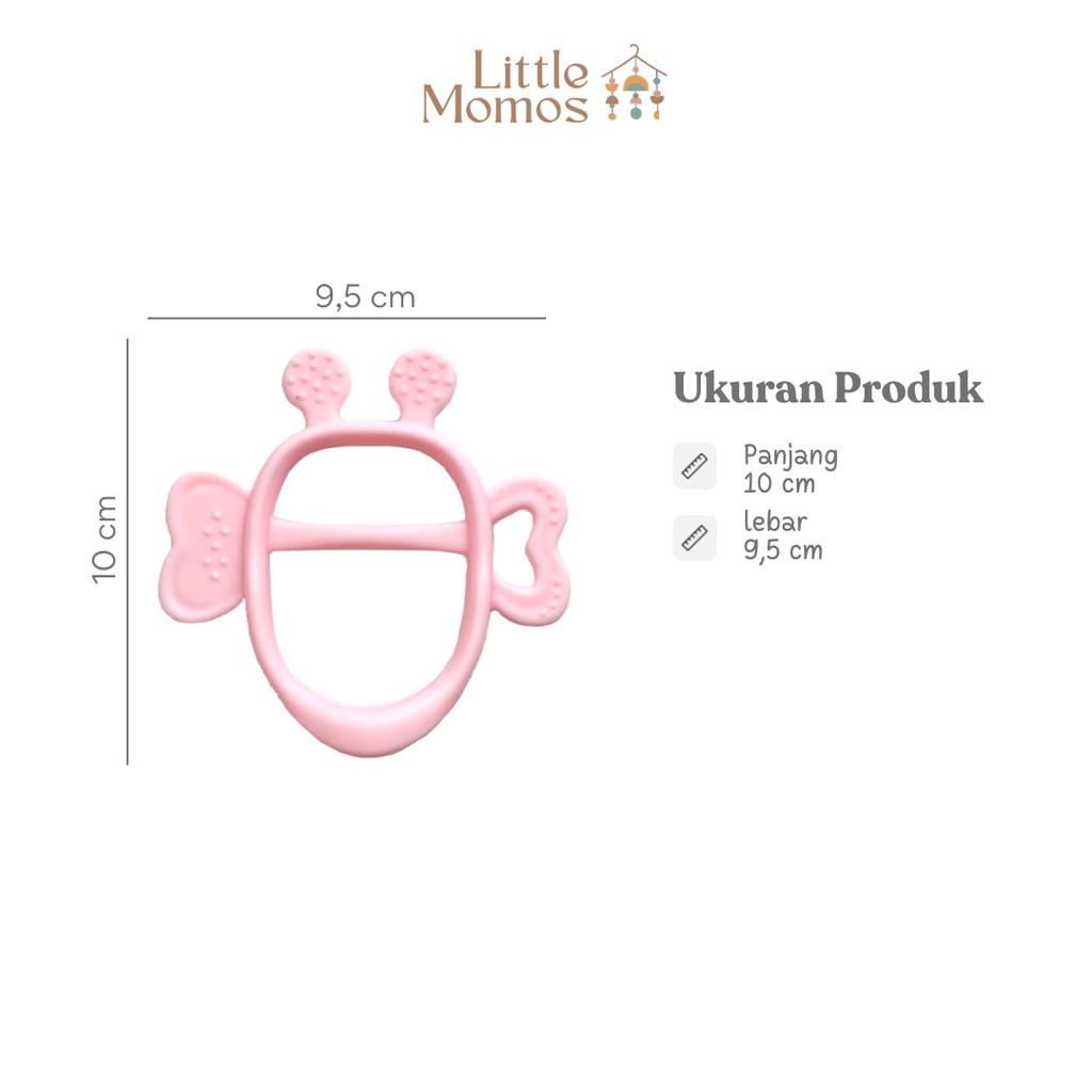 Little Momos Baby Silicone Bee Teether Free Case | Mainan silikon BPA Phthalate Free Gelang Wearable Gigit Bayi Premium