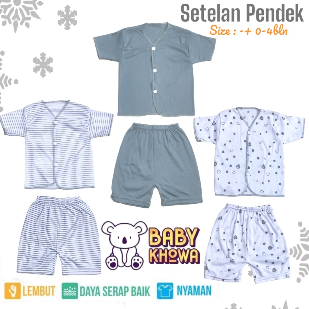 1 Stel Baju Bayi Newborn Baru Lahir Setelan Baju Bayi Celana Perlengkapan Bayi Baru Lahir Atasan Baju Bayi Celana Pendek Celana Panjang Celana Pop Celana Kodok Baju Pendek Kaos Motif Seri abu