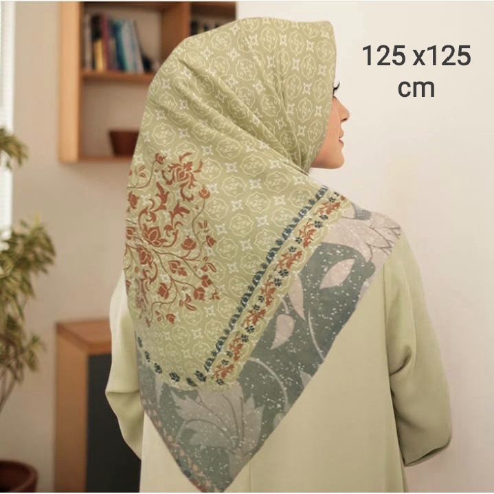 Diskon!! Hijab Voal Syar'i Bella Lemon Ukuran 125 x 125 Jilbab Syar'i Motif Kerudung Khimar