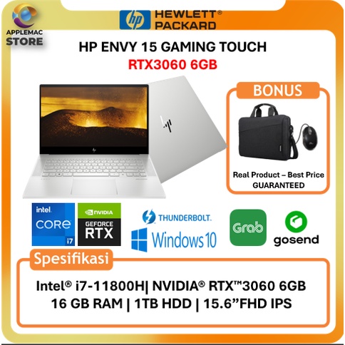 LAPTOP HP ENVY 15 GAMING TOUCHSCREEN NVIDIA RTX3060 6GB i7 11800 16GB 1TB SSD W10 15.6"inch FHD IPS 