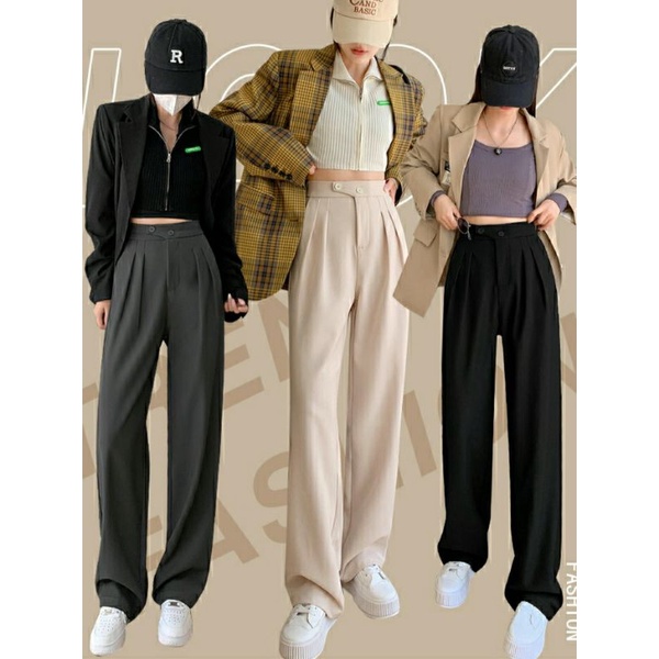 Josie pants E05-Loose pants Trousers wanita-celana kulot-culotte HW