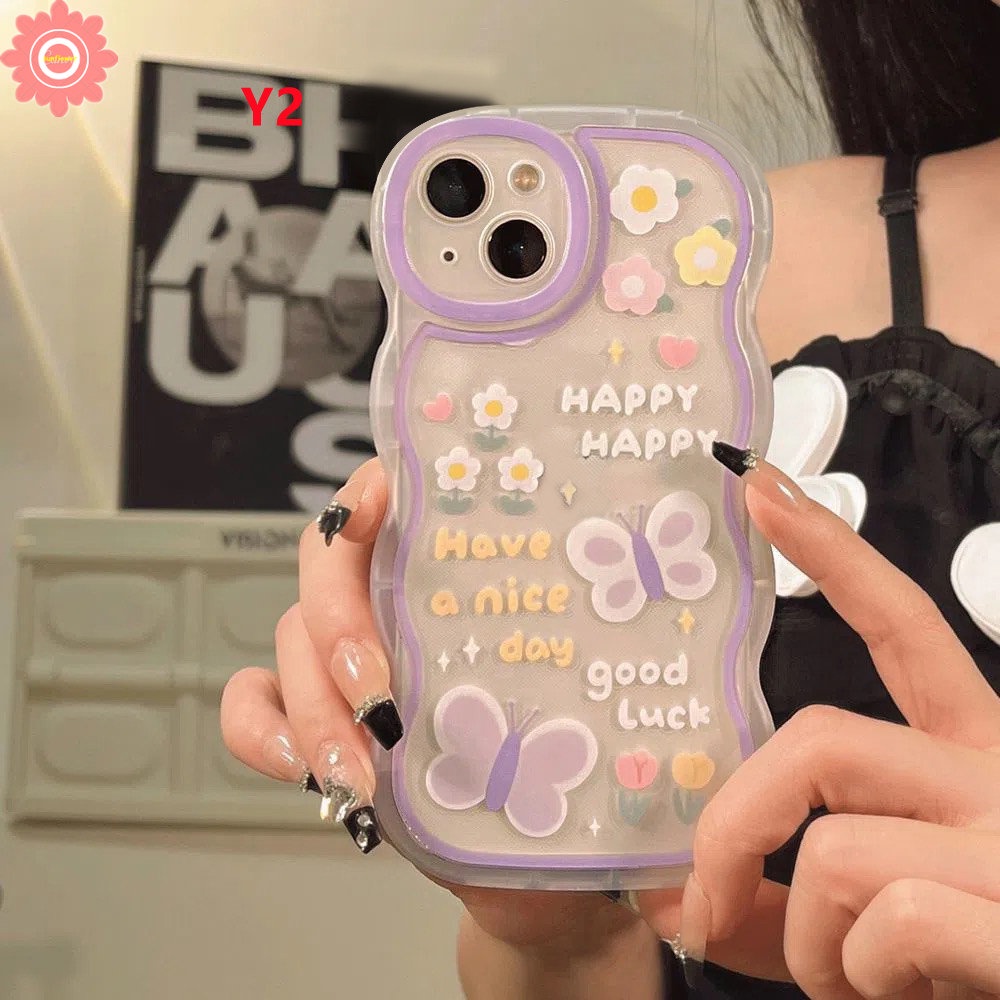 Ice Cream Cute Bear Case Realme C53 C55 10 C12 C35 C15 C21Y C25 5i 5s 6i C25s C25Y C1 C11 C20A C20 Realme C11 2021 C20A C3 Butterfly Flowers Lembut Wavy Edge Shockproof TPU Cover