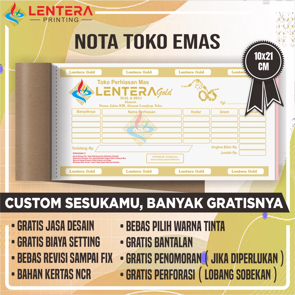 NOTA TOKO EMAS CUSTOM 1 PLAY - 2 PLAY - 3 PLAY 10,5 X 21 CM