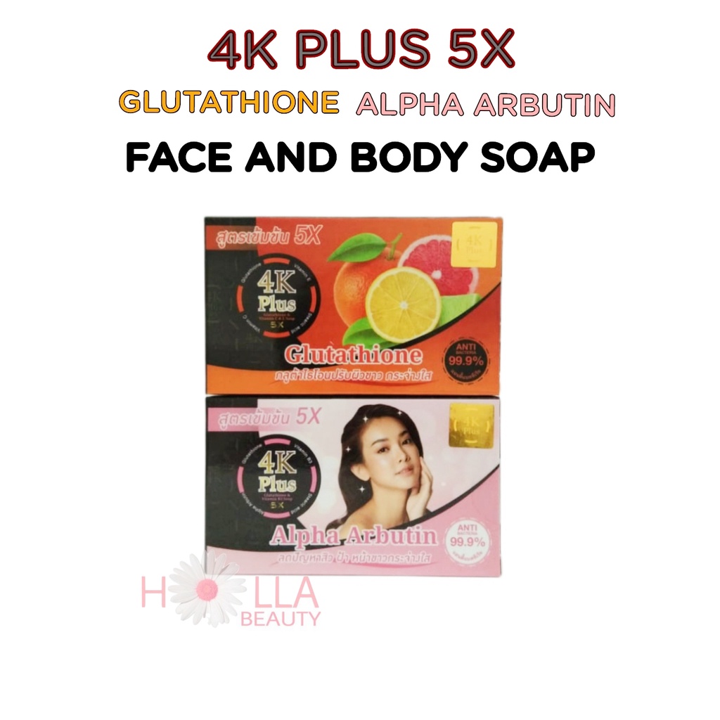 4K Plus 5X Glutathione Alpha Arbutin Sabun untuk Wajah dan Badan