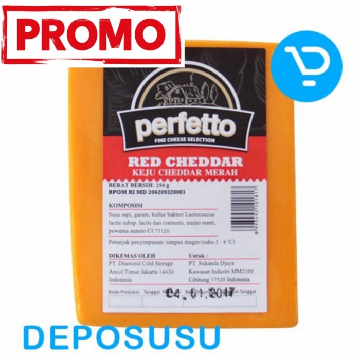 

NEW Keju Perfetto Red Cheddar Cheese 250g - exp 2.2.2023