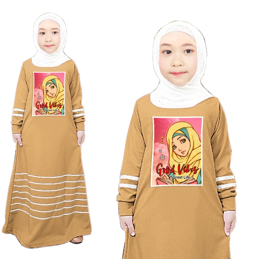 Gamis Dress Anak GOOD VIBES usia 3-12 tahun