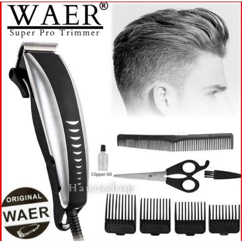 Alat Cukur Rambut / Satu Set Lengkap Alat Potong Rambut Listrik Waer 4604