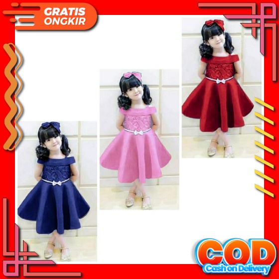 Dress Polos Tangan Panjang Anak Cewek Korean Style Bahan Katun Import Usia 3-10 Tahun Dress Natal An