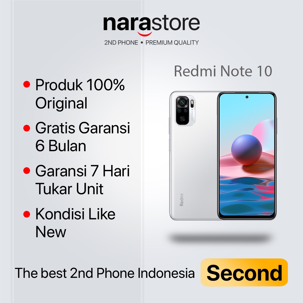 Xiaomi Redmi Note 10 4/64GB - Fullset Original Like New - Second Bekas