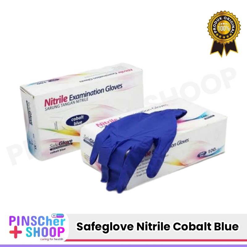SAFEGLOVE NITRILE SARUNG TANGAN NITRIL TANPA BEDAK ISI 100 PCS / BOX