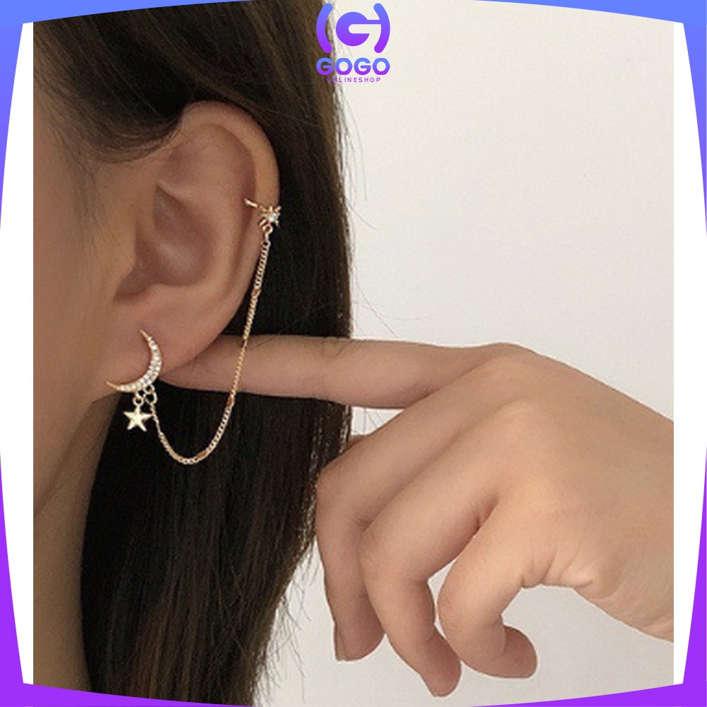 GOGO-K118 Anting Korea Motif Kupu Kupu Untuk Telinga Kiri Aksen Mutiara Wanita Tanpa Tusuk / Anting Klip Cewek Korean Style