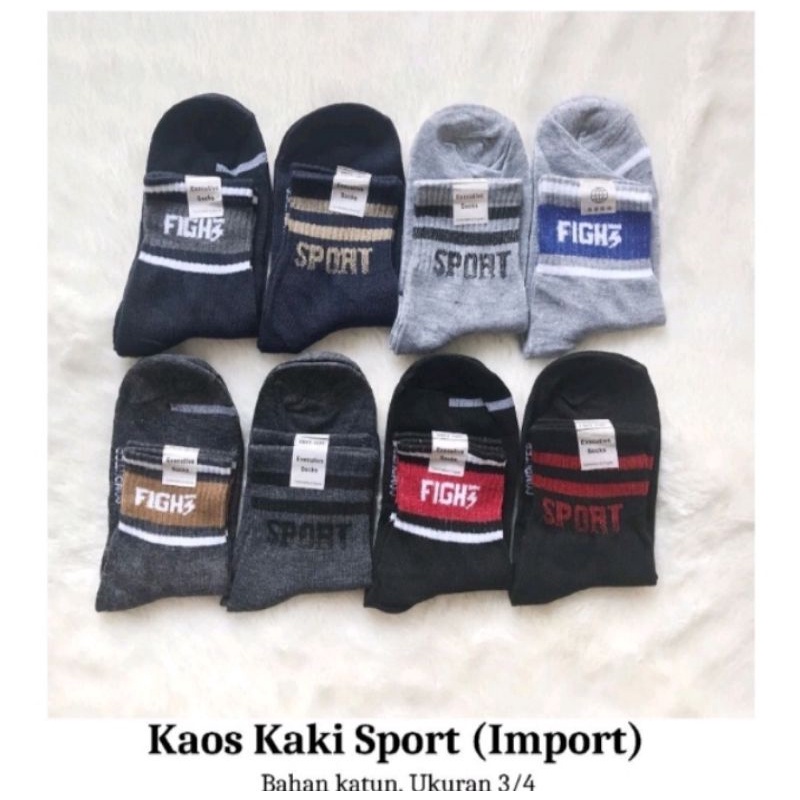 grosir ( 12 pasang ) kaos kaki sport import 3/4 pria dewasa harga grosir kelualitas terjamin baik