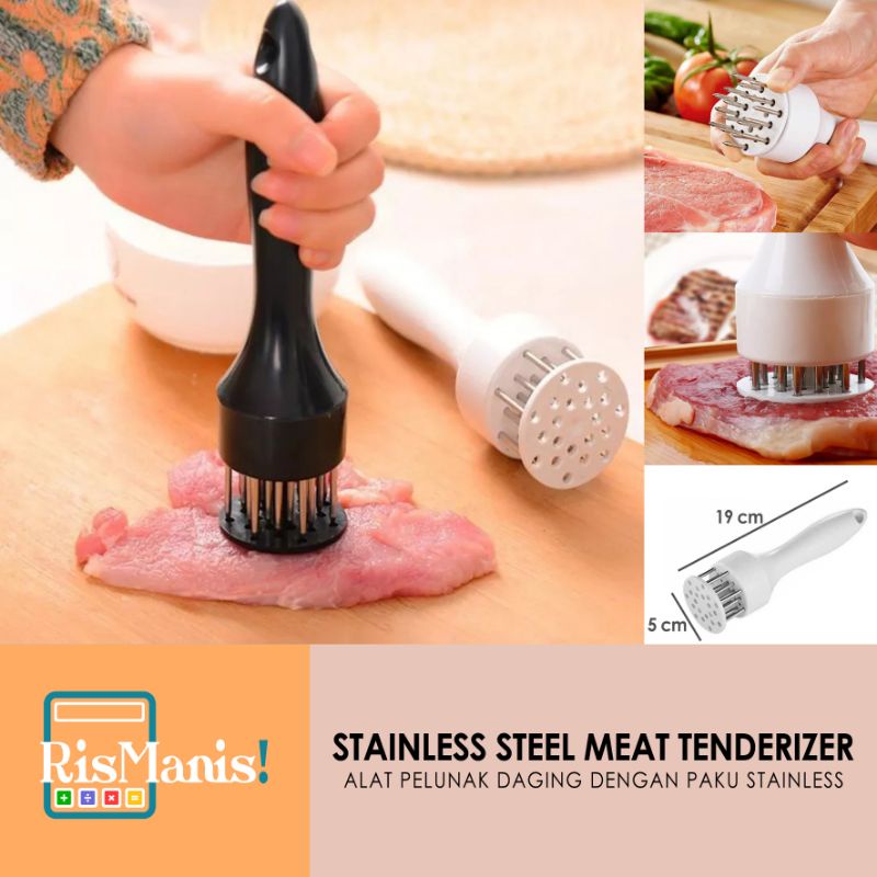 STAINLESS STEEL MEAT TENDERIZER - Alat Pelunak Daging Tumbuk Pelembut Pengempuk Tekstur Beef Steak Paku Tusuk Manual Anti Karat Kualitas Food Grade