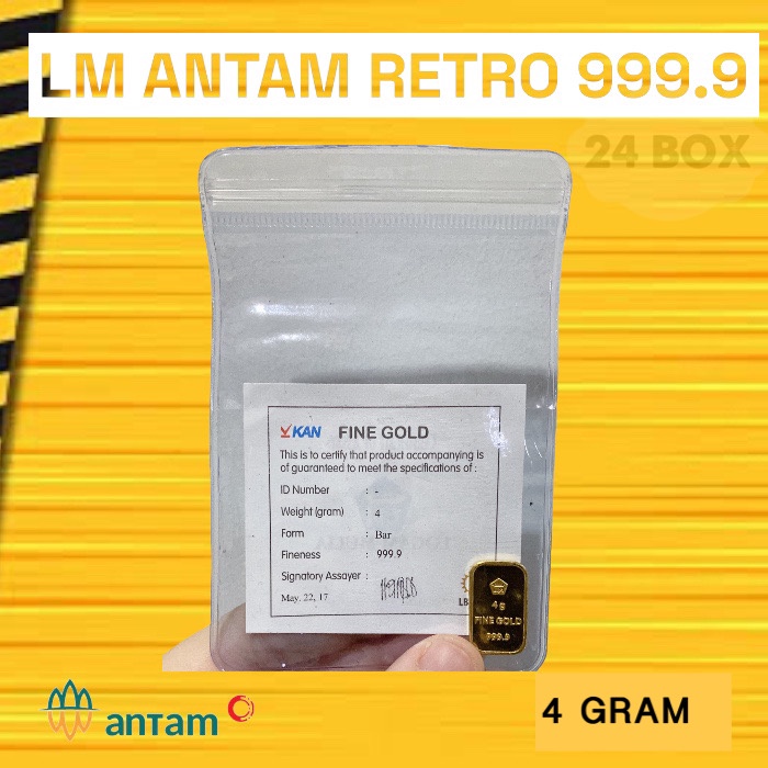 LM ANTM RETRO 4 GR BERSERTIFIKAT 999.9 / LOGAM MULIA ANTAM BERDIRI TEGAK KLASIK POTRAIT 4 GRAM