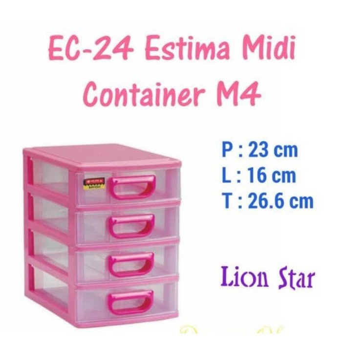 LION STAR EC-24 ESTIMA MIDI CONTAINER LACI PLASTIK M4 SUSUN 4 LIONSTAR