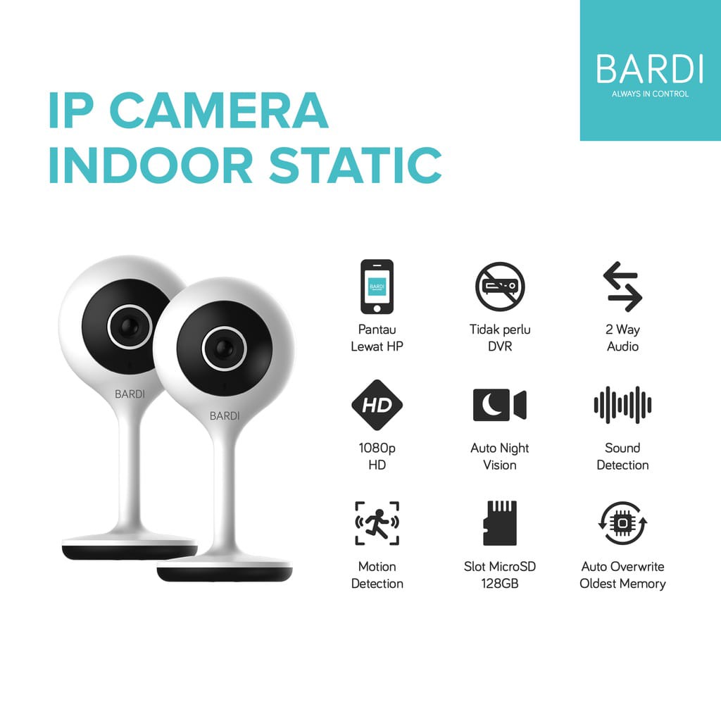 [2 PCS] BARDI Smart Indoor STC IP Camera CCTV Wi-Fi IoT Home Automation - bisa Pantau jarak jauh