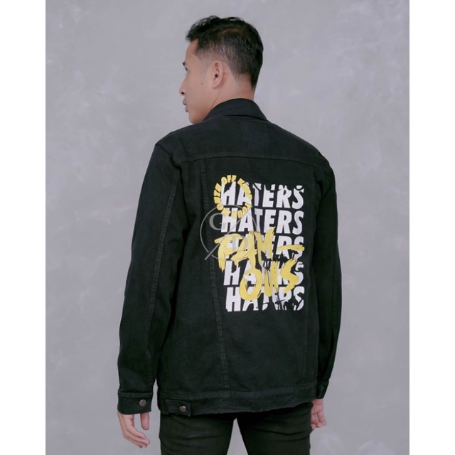 JAKET JEANS PRIA SABLON SAVAGE HITAM/ JAKET BISBALL JEANS PRIA