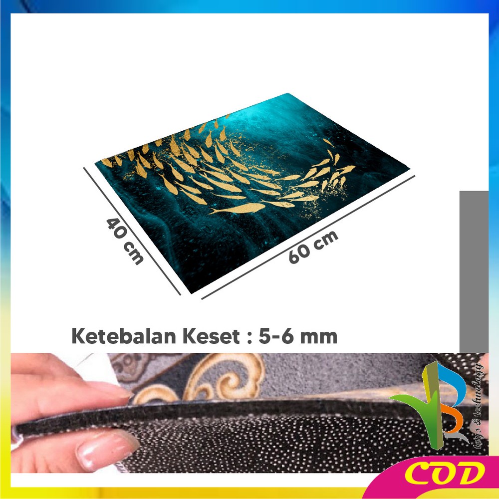 RB-C734-C738 Keset Kaki Motif Karpet Permadani Uk 40X60 Keset Kamar Mandi Bunga Anti Slip / Keset Lantai Karakter / Keset Kaki Eropa Classic Flower Import