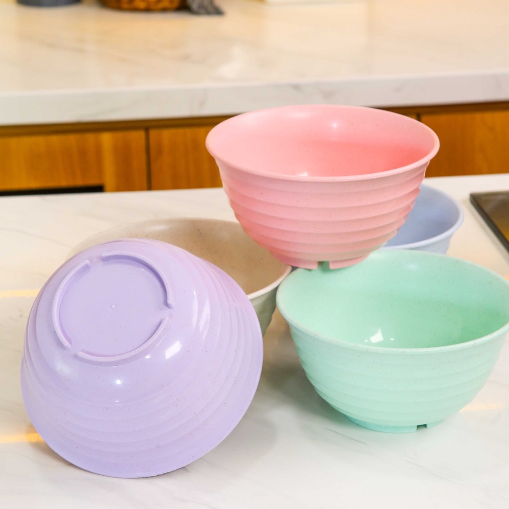 ISI 4-5 Piring Makan Plastik Mangkok Mie Instan | AIUEO Piring Makan Set 19.5cm Free Mangkok Set Wheat Straw Aesthetic Estetik Plastik